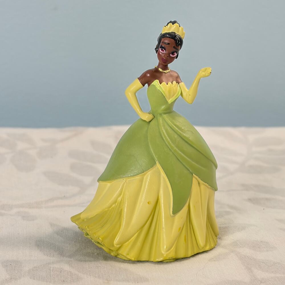 Disney Princess Tiana Figurine PVC Green Gown Collectible Toy Princess Frog